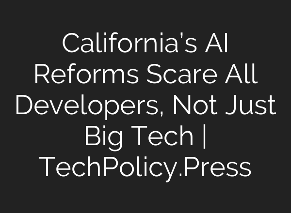 California’s AI Reforms Scare All Developers, Not Just Big Tech | TechPolicy.Press