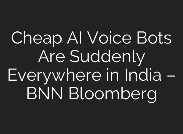 Cheap AI Voice Bots Are Suddenly Everywhere in India – BNN Bloomberg