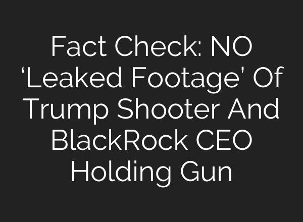 Fact Check: NO ‘Leaked Footage’ Of Trump Shooter And BlackRock CEO Holding Gun