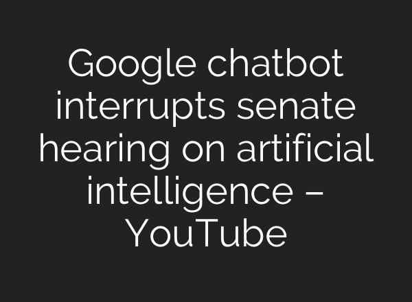 Google chatbot interrupts senate hearing on artificial intelligence – YouTube