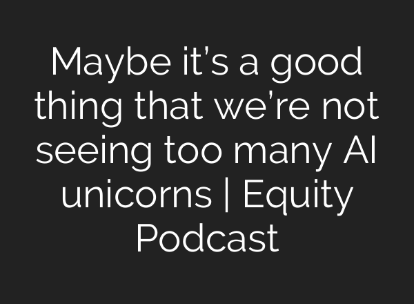Maybe it’s a good thing that we’re not seeing too many <b>AI</b> unicorns | Equity Podcast
