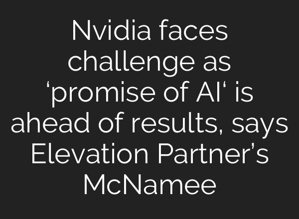 Nvidia faces challenge as ‘promise of <b>AI</b>‘ is ahead of results, says Elevation Partner’s McNamee