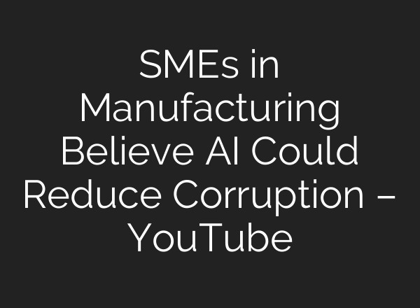 SMEs in Manufacturing Believe <b>AI</b> Could Reduce Corruption – YouTube