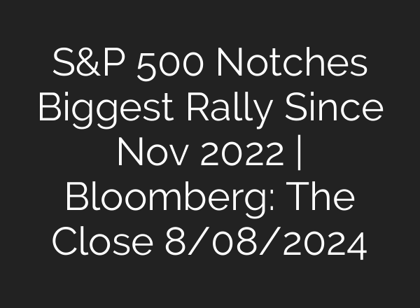 S&P 500 Notches Biggest Rally Since Nov 2022 | Bloomberg: The Close 8/08/2024