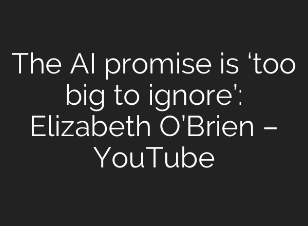 The <b>AI</b> promise is ‘too big to ignore’: Elizabeth O’Brien – YouTube