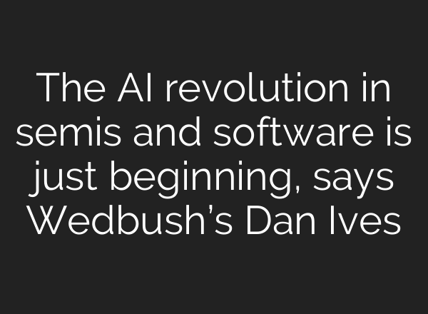 The <b>AI</b> revolution in semis and software is just beginning, says Wedbush’s Dan Ives