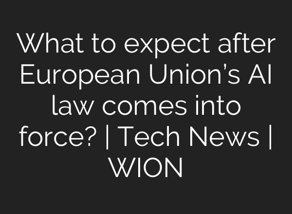 What to expect after European Union’s <b>AI</b> law comes into force? | Tech News | WION