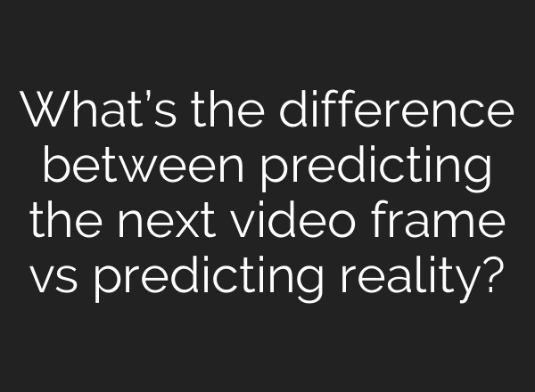 What’s the difference between predicting the next video frame vs predicting reality?