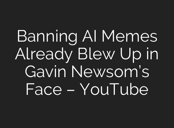 Banning <b>AI</b> Memes Already Blew Up in Gavin Newsom’s Face – YouTube