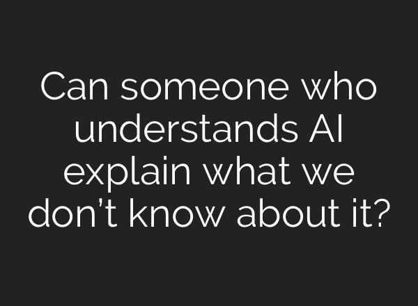 Can someone who understands AI explain what we don’t know about it?