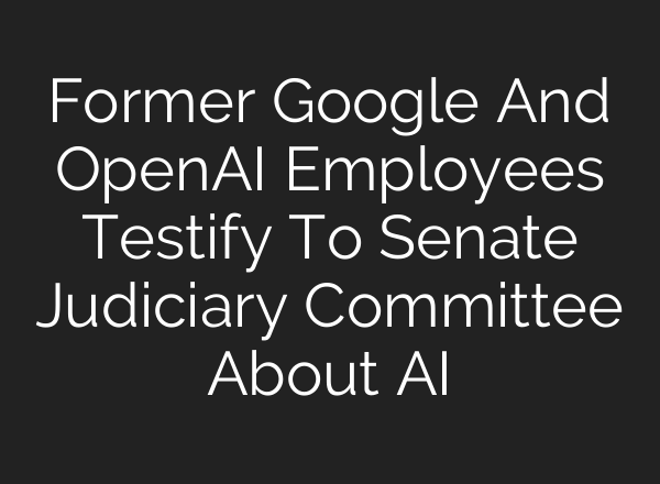 Former Google And OpenAI Employees Testify To Senate Judiciary Committee About <b>AI</b>