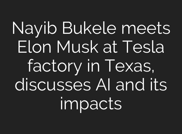 Nayib Bukele meets Elon Musk at Tesla factory in Texas, discusses <b>AI</b> and its impacts