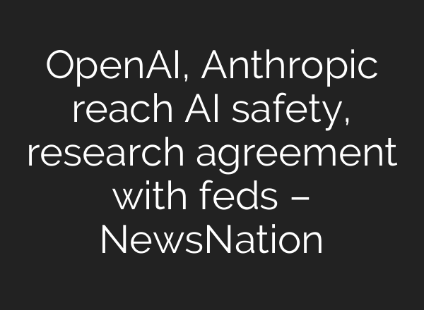 <b>OpenAI</b>, Anthropic reach AI safety, research agreement with feds – NewsNation