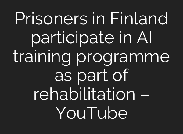 Prisoners in Finland participate in <b>AI</b> training programme as part of rehabilitation – YouTube
