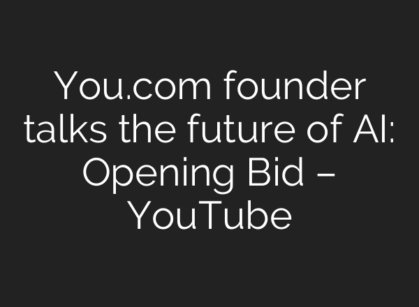 You.com founder talks the future of <b>AI</b>: Opening Bid – YouTube