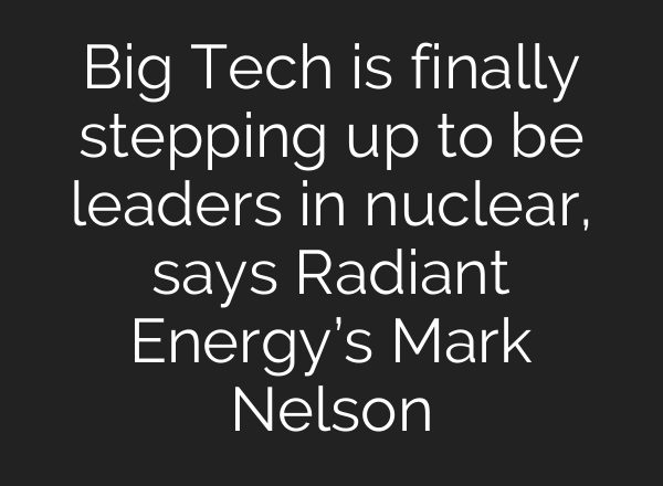 Big Tech is finally stepping up to be leaders in nuclear, says Radiant Energy’s Mark Nelson
