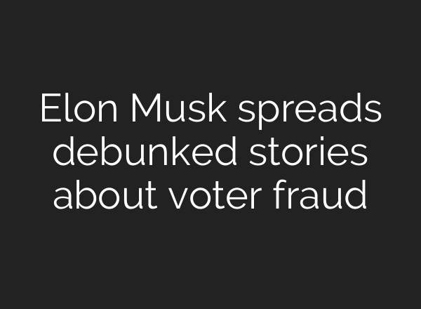 Elon Musk spreads debunked stories about voter fraud