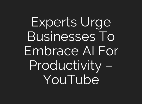 Experts Urge Businesses To Embrace <b>AI</b> For Productivity – YouTube