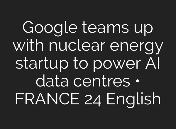 Google teams up with nuclear energy startup to power <b>AI</b> data centres • FRANCE 24 English