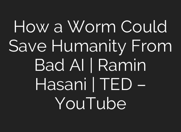 How a Worm Could Save Humanity From Bad <b>AI</b> | Ramin Hasani | TED – YouTube