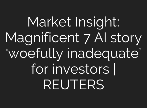 Market Insight: Magnificent 7 <b>AI</b> story ‘woefully inadequate’ for investors | REUTERS