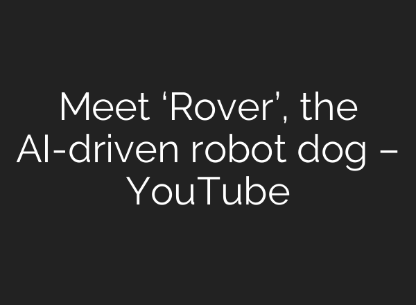 Meet ‘Rover’, the <b>AI</b>-driven robot dog – YouTube