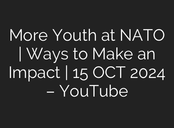 More Youth at NATO | Ways to Make an Impact | 15 OCT 2024 – YouTube