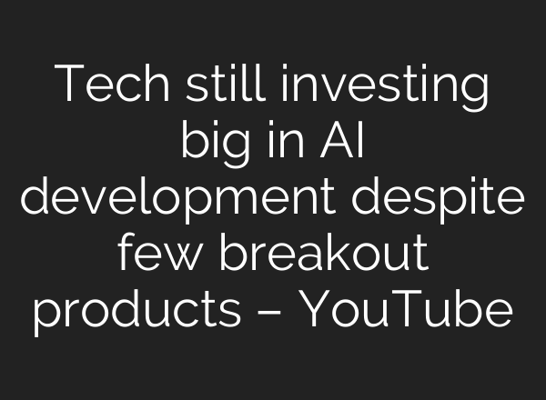 Tech still investing big in <b>AI</b> development despite few breakout products – YouTube