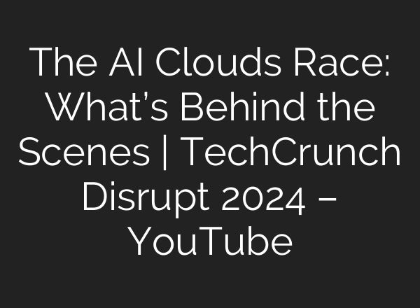 The <b>AI</b> Clouds Race: What’s Behind the Scenes | TechCrunch Disrupt 2024 – YouTube