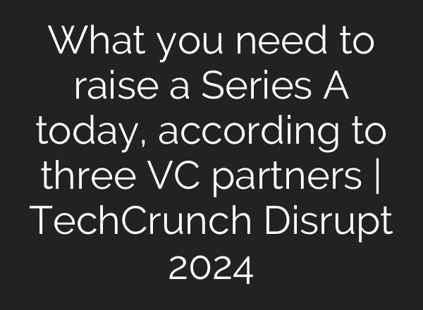 What you need to raise a Series A today, according to three VC partners | TechCrunch Disrupt 2024
