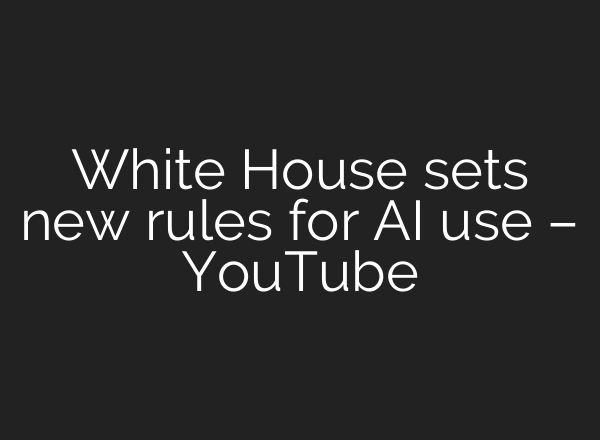 White House sets new rules for <b>AI</b> use – YouTube