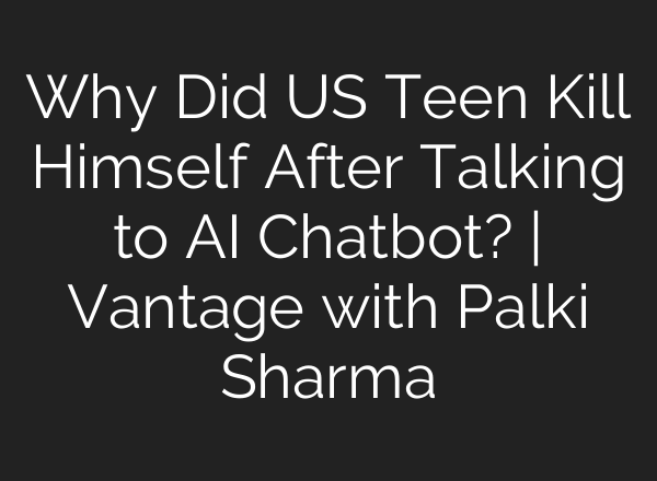 Why Did US Teen Kill Himself After Talking to <b>AI</b> Chatbot? | Vantage with Palki Sharma