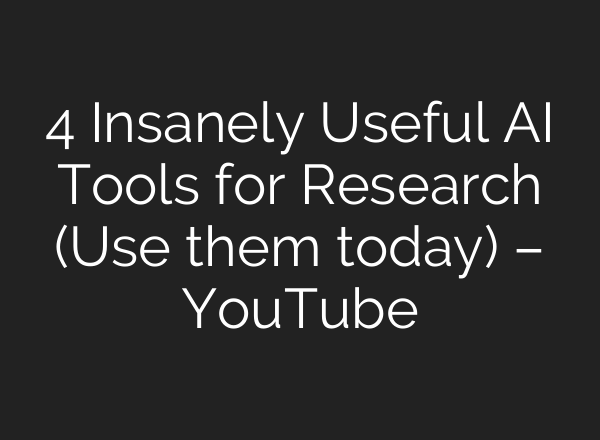 4 Insanely Useful <b>AI</b> Tools for Research (Use them today) – YouTube