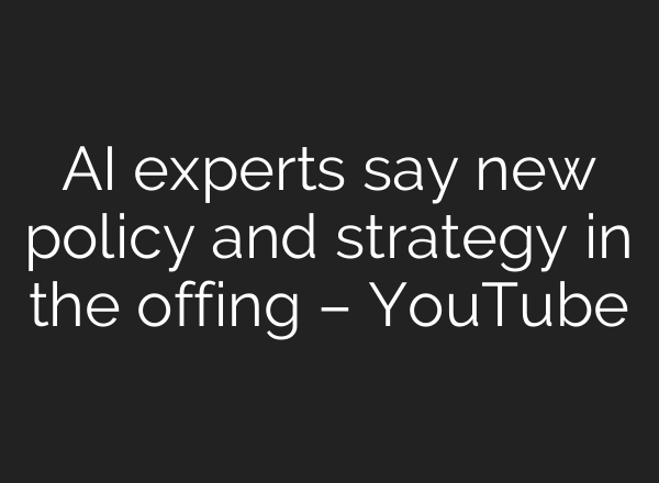 <b>AI</b> experts say new policy and strategy in the offing – YouTube