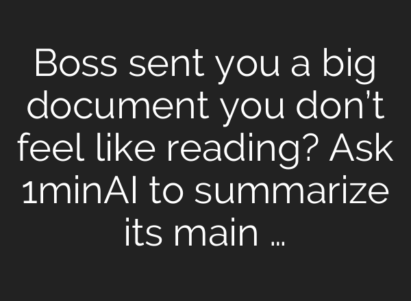 Boss sent you a big document you don’t feel like reading? Ask 1minAI to summarize its main …