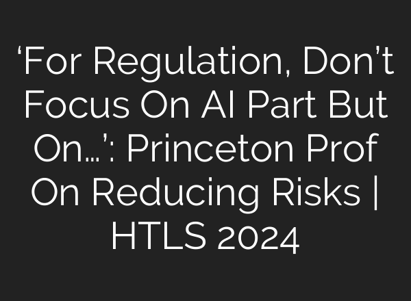 ‘For Regulation, Don’t Focus On <b>AI</b> Part But On…’: Princeton Prof On Reducing Risks | HTLS 2024