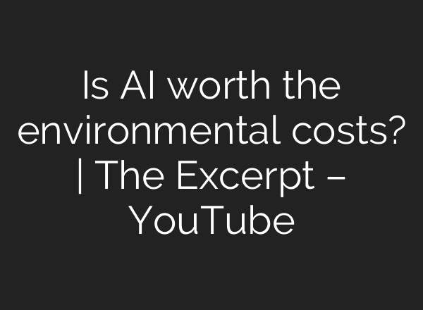 Is <b>AI</b> worth the environmental costs? | The Excerpt – YouTube