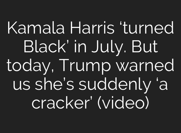 Kamala Harris ‘turned Black’ in July. But today, Trump warned us she’s suddenly ‘a cracker’ (video)
