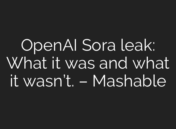 <b>OpenAI</b> Sora leak: What it was and what it wasn’t. – Mashable