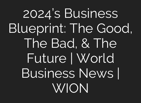 2024’s Business Blueprint: The Good, The Bad, & The Future | World Business News | WION