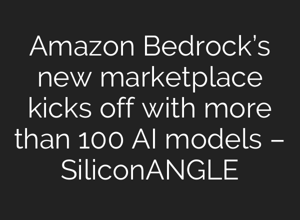 Amazon Bedrock’s new marketplace kicks off with more than 100 AI models – SiliconANGLE