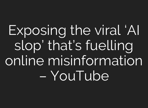 Exposing the viral ‘<b>AI</b> slop’ that’s fuelling online misinformation – YouTube