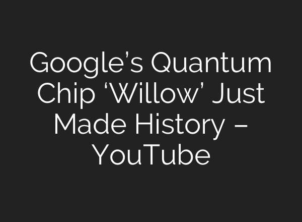 Google’s Quantum Chip ‘Willow’ Just Made History – YouTube