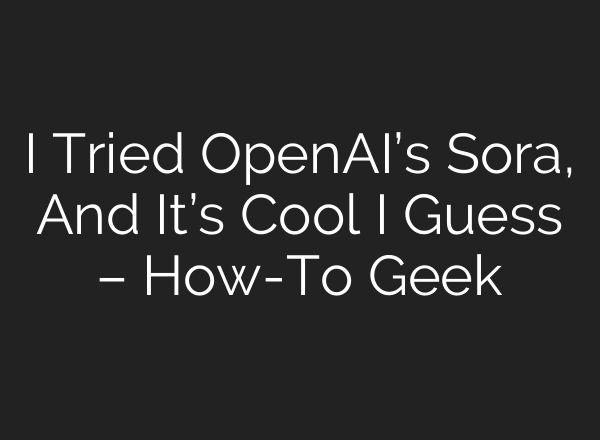 I Tried OpenAI’s Sora, And It’s Cool I Guess – How-To Geek