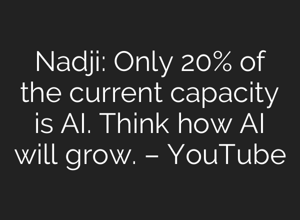 Nadji: Only 20% of the current capacity is <b>AI</b>. Think how <b>AI</b> will grow. – YouTube