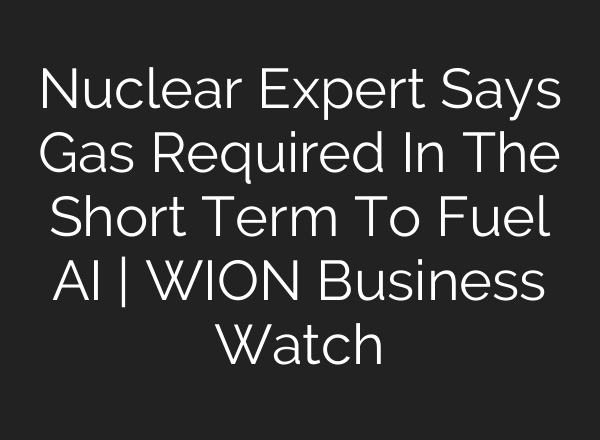 Nuclear Expert Says Gas Required In The Short Term To Fuel <b>AI</b> | WION Business Watch