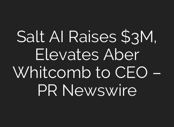 Salt AI Raises $3M, Elevates Aber Whitcomb to CEO – PR Newswire