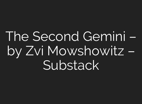 The Second Gemini – by Zvi Mowshowitz – Substack