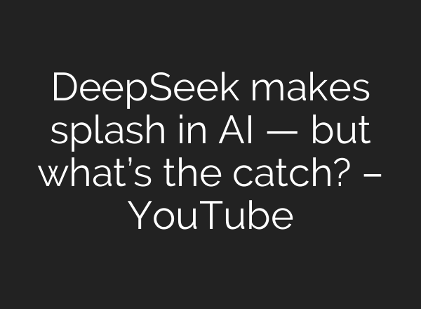 DeepSeek makes splash in <b>AI</b> — but what’s the catch? – YouTube