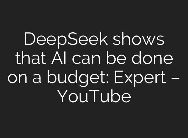 DeepSeek shows that <b>AI</b> can be done on a budget: Expert – YouTube